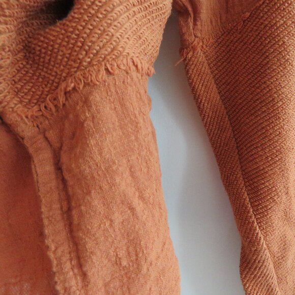 FREE PEOPLE Zoe Oversized Cowl Neck Pullover Gauze Trim Burnt Orange - Size M - Picture 10 of 16